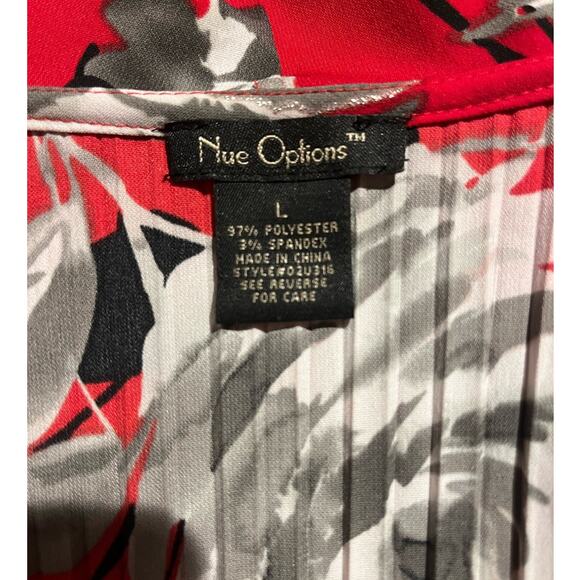 Nue Option Y2K Ruffle Front Bell Sleeve Pleated Blouse Size L Poet Dark Floral - Picture 6 of 7